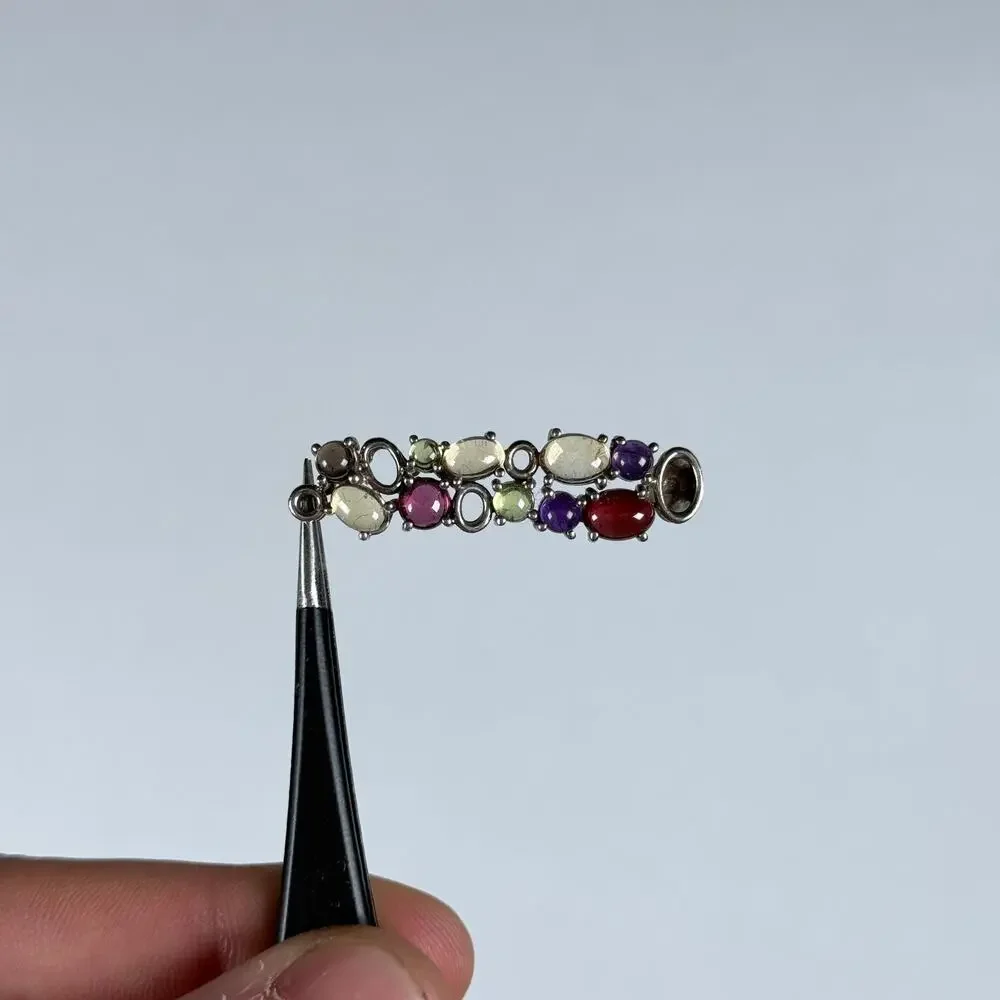 Sterling Silver 925 Talbot's Multicolor Gem Gripoix Style pendant 4.74g vintage